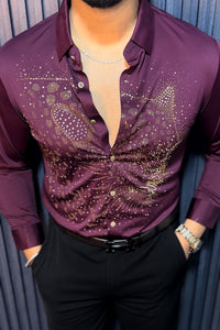 Leopard Roar Royal Jacquard Shirt - WINE