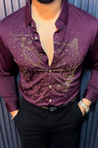 Leopard Roar Jacquard Shirt - WINE - Under Attack