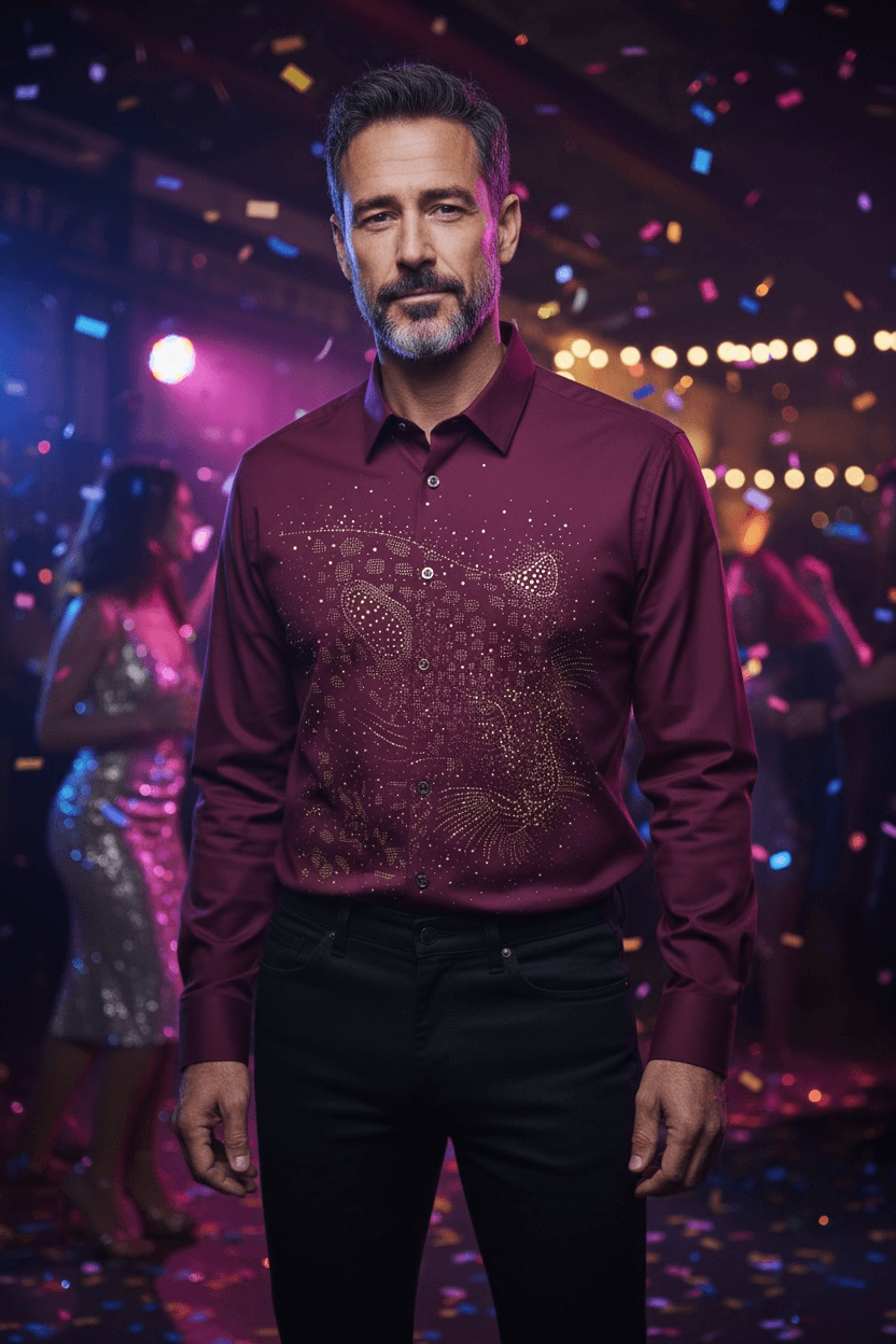Leopard Roar Jacquard Shirt - WINE - Under Attack