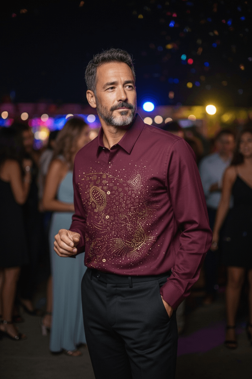 Leopard Roar Jacquard Shirt - WINE - Under Attack