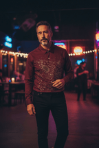 Leopard Roar Jacquard Shirt - WINE - Under Attack
