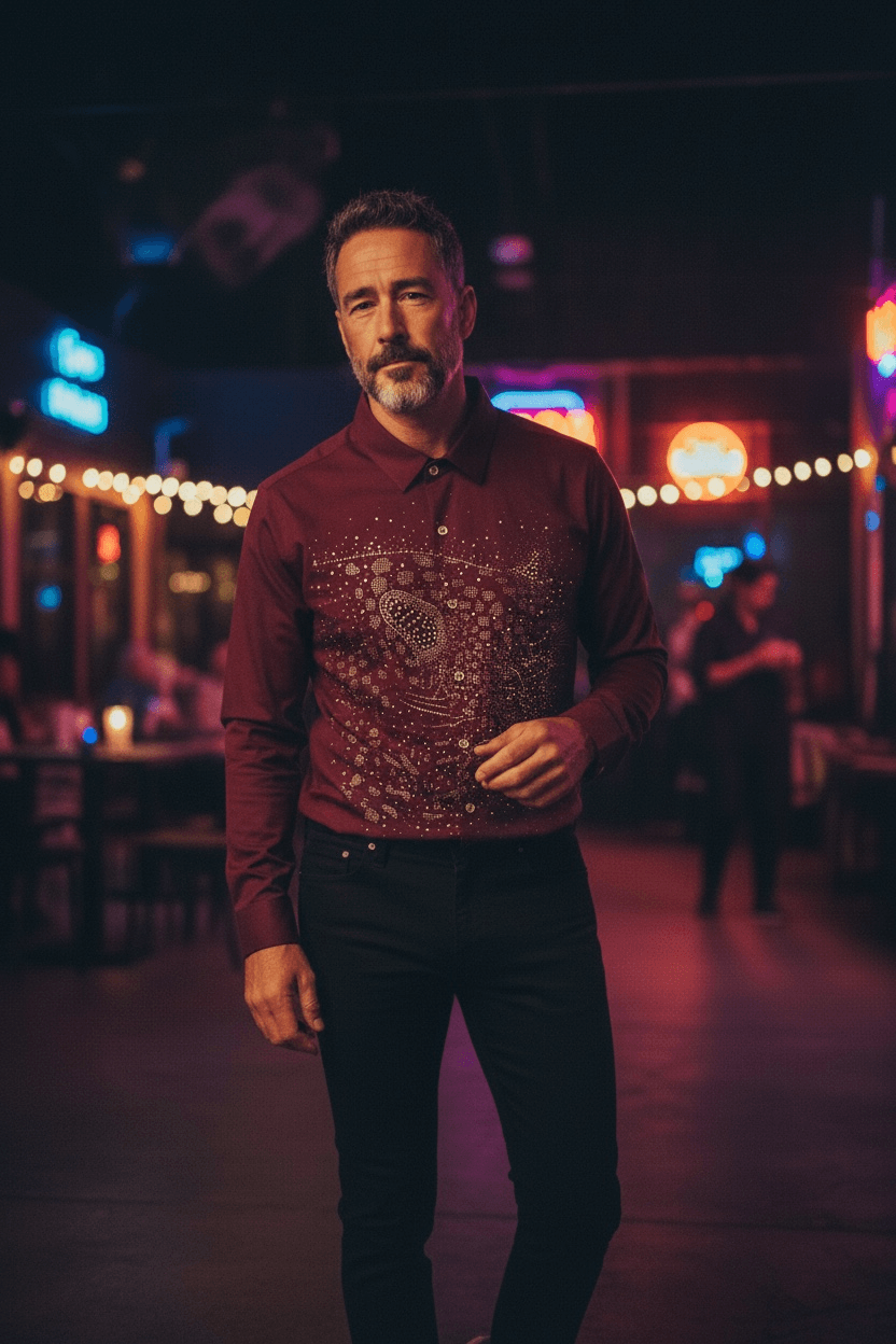 Leopard Roar Jacquard Shirt - WINE - Under Attack
