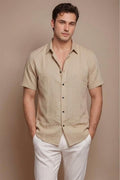 Linen Classic Solid Shirt - Beige - Under Attack