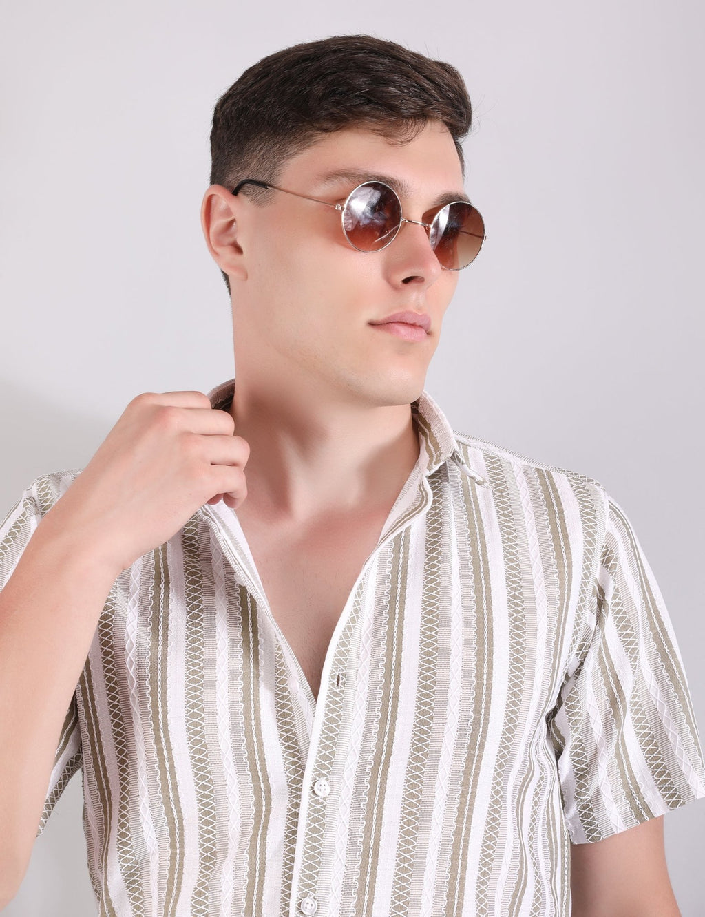 Linen Shirt Textured Stripe - Steel - Under Attack