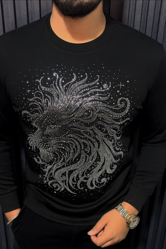 Lion Roar Swarovski Sweatshirt - Black - Under Attack