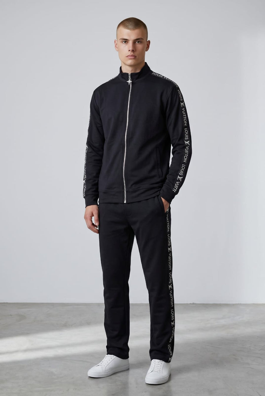 loui vuitto side patti tracksuit - black