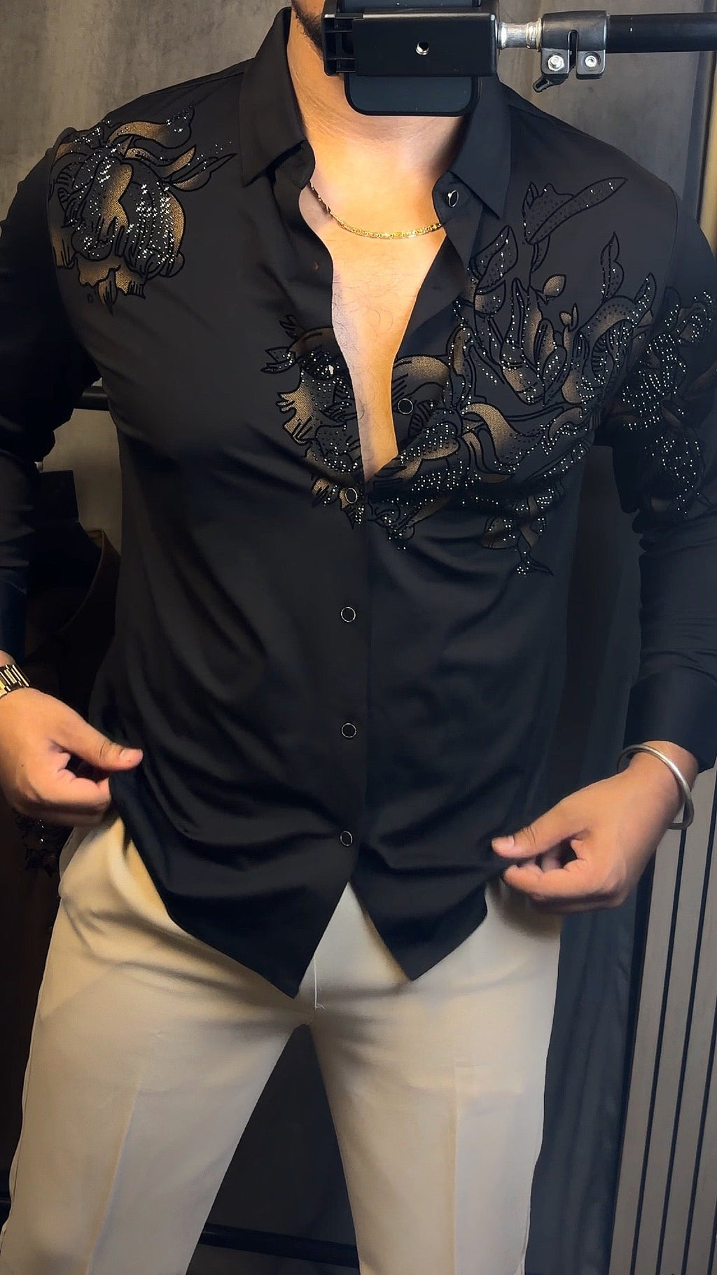 Majestic Floral Prestige Jacquard Shirt - BLACK - Under Attack