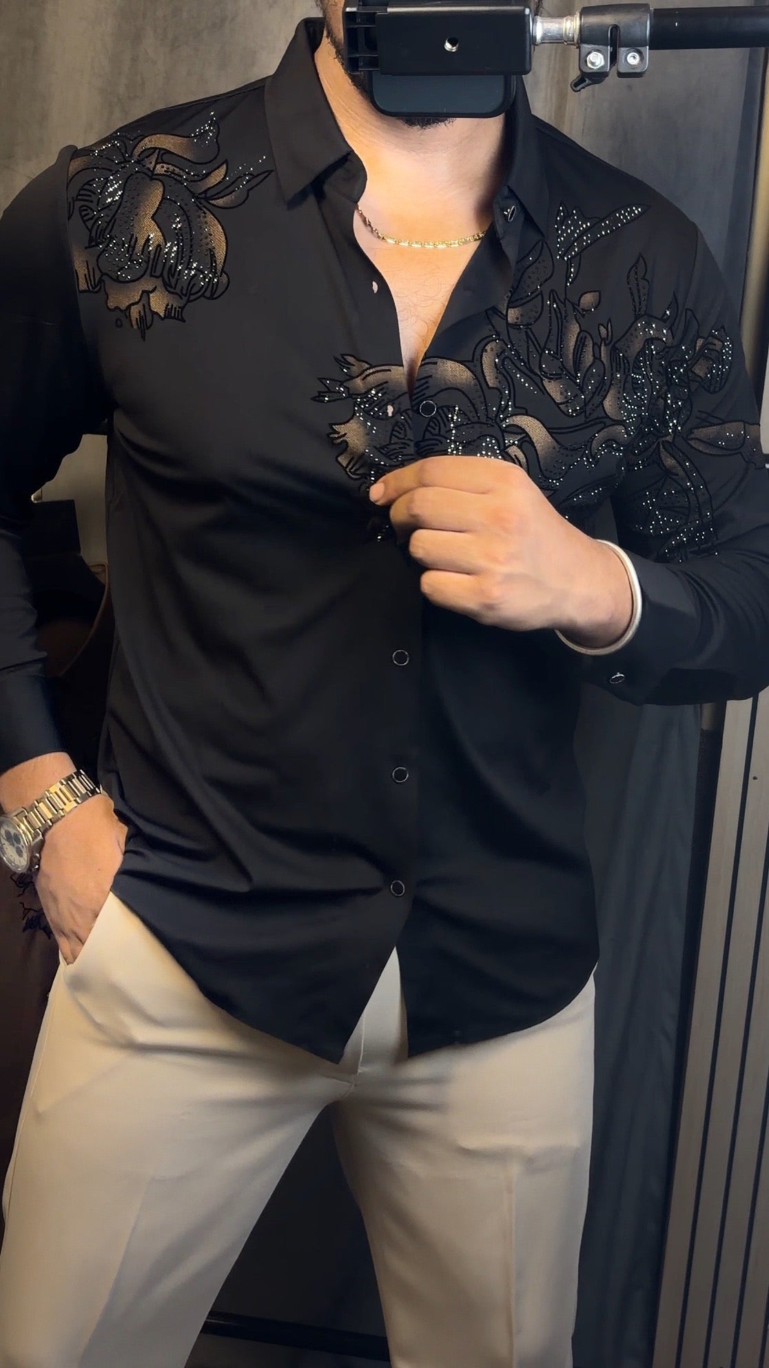 Majestic Floral Prestige Jacquard Shirt - BLACK - Under Attack