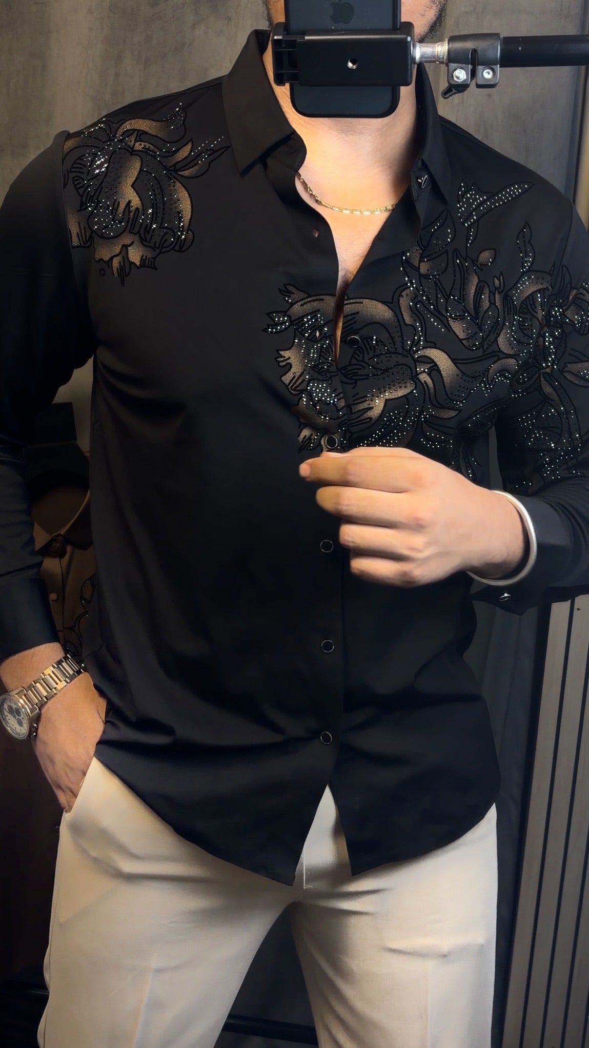 Majestic Floral Prestige Jacquard Shirt - BLACK - Under Attack