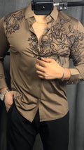 Majestic Floral Prestige Jacquard Shirt - CAMEL - Under Attack