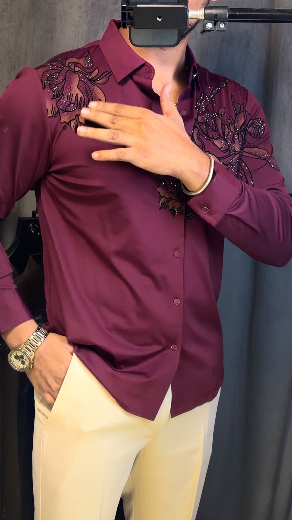 Majestic Floral Prestige Jacquard Shirt - WINE - Under Attack