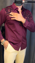 Majestic Floral Prestige Jacquard Shirt - WINE - Under Attack