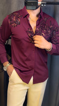 Majestic Floral Prestige Jacquard Shirt - WINE - Under Attack