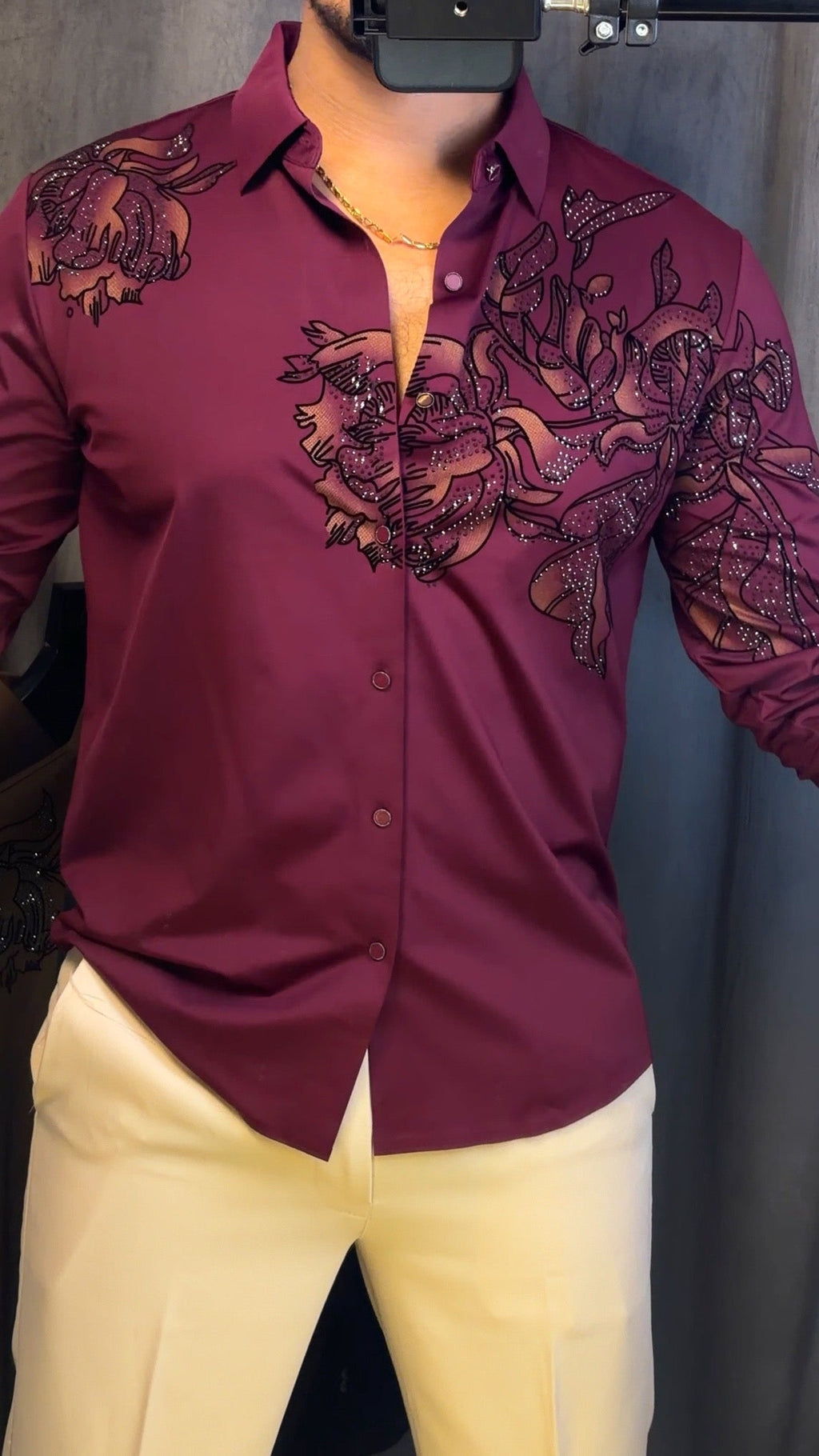 Majestic Floral Prestige Jacquard Shirt - WINE - Under Attack