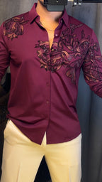 Majestic Floral Prestige Jacquard Shirt - WINE - Under Attack