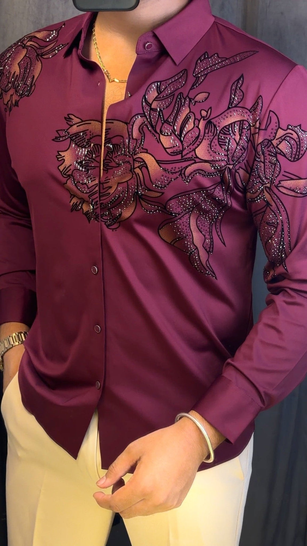 Majestic Floral Prestige Jacquard Shirt - WINE - Under Attack