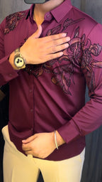 Majestic Floral Prestige Jacquard Shirt - WINE - Under Attack