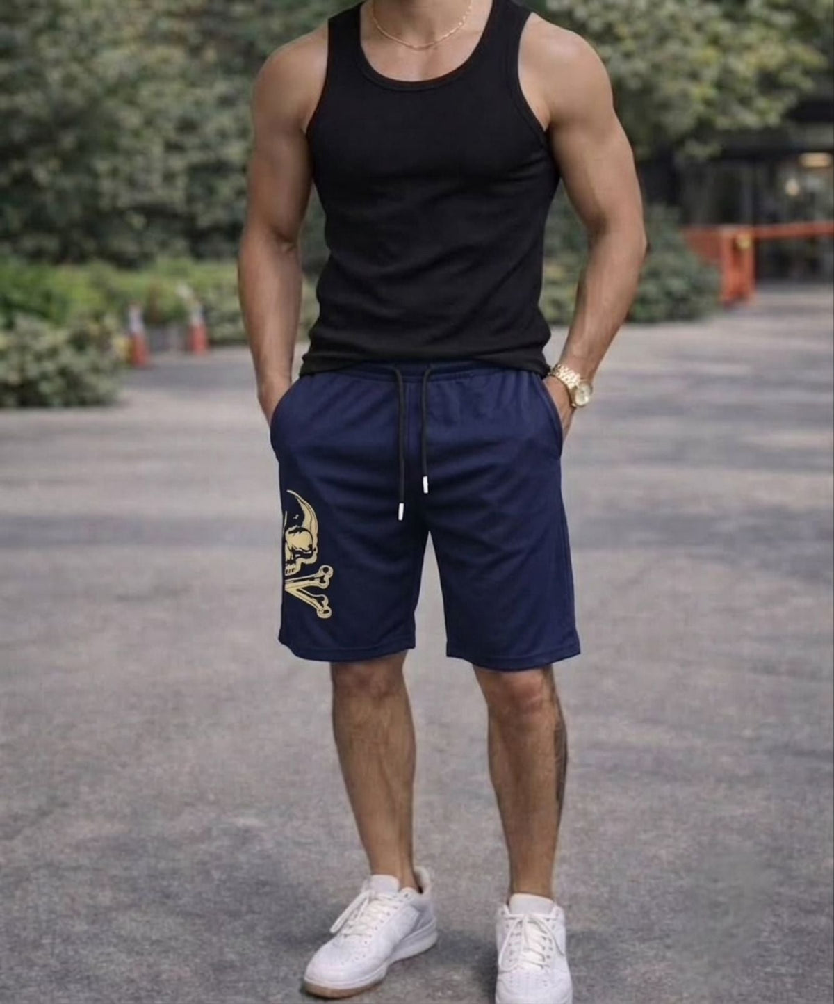 Mesh Graphic Gym Shorts - Navy - Under Attack