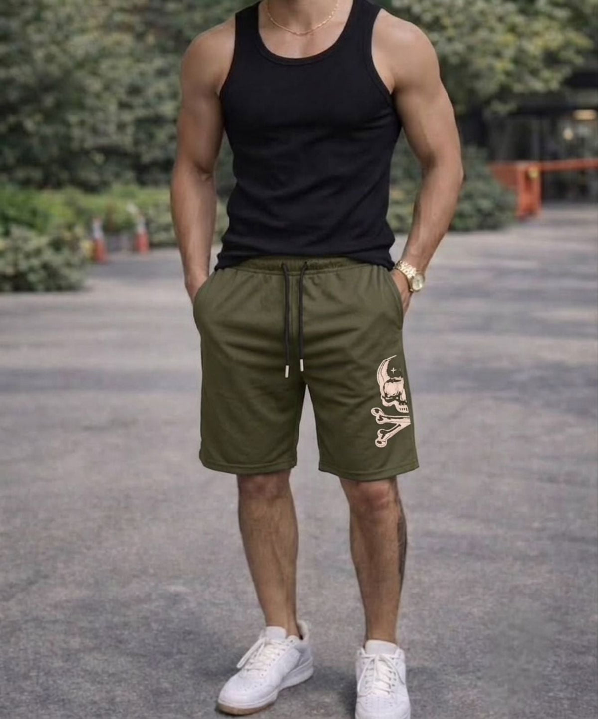 Mesh Graphic Gym Shorts - Olive - Under Attack