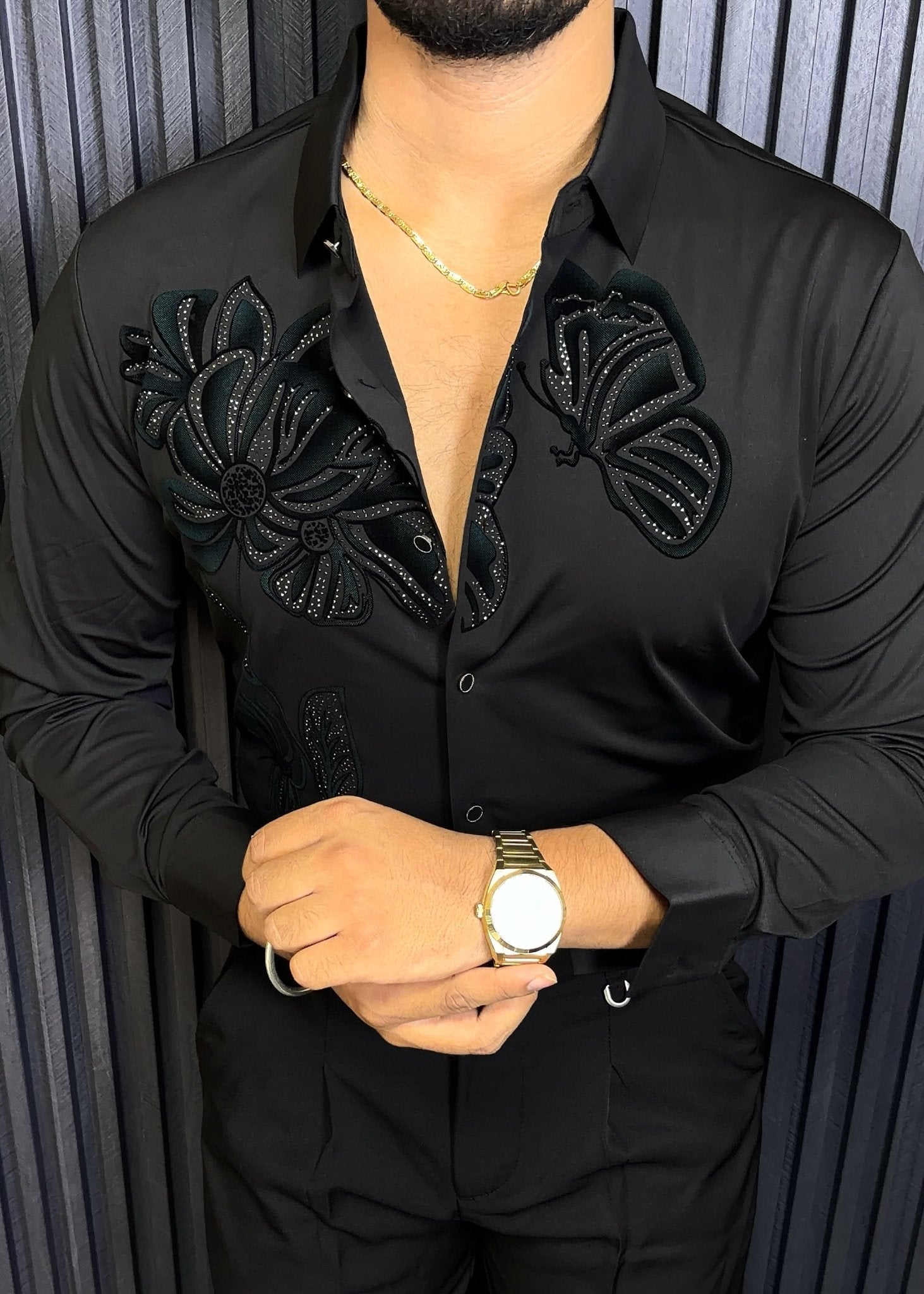 Midnight Bloom Legacy Jacquard Shirt - BLACK - Under Attack