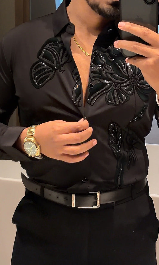 Midnight Bloom Legacy Jacquard Shirt - BLACK - Under Attack