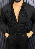 Midnight Bloom Legacy Jacquard Shirt - BLACK - Under Attack