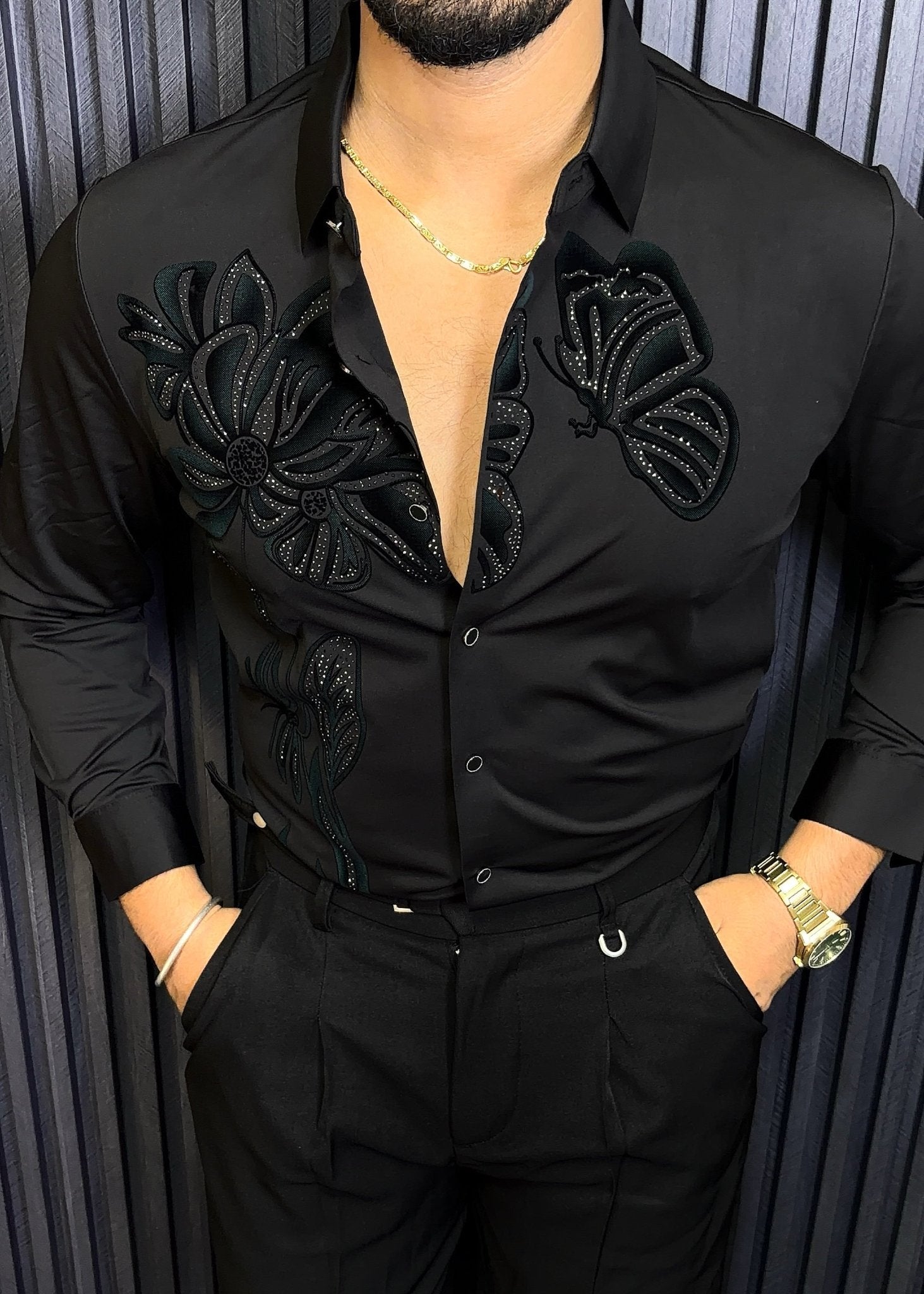 Midnight Bloom Legacy Jacquard Shirt - BLACK - Under Attack
