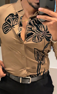 Midnight Bloom Legacy Jacquard Shirt - CAMEL