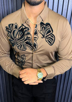 Midnight Bloom Legacy Jacquard Shirt - CAMEL - Under Attack