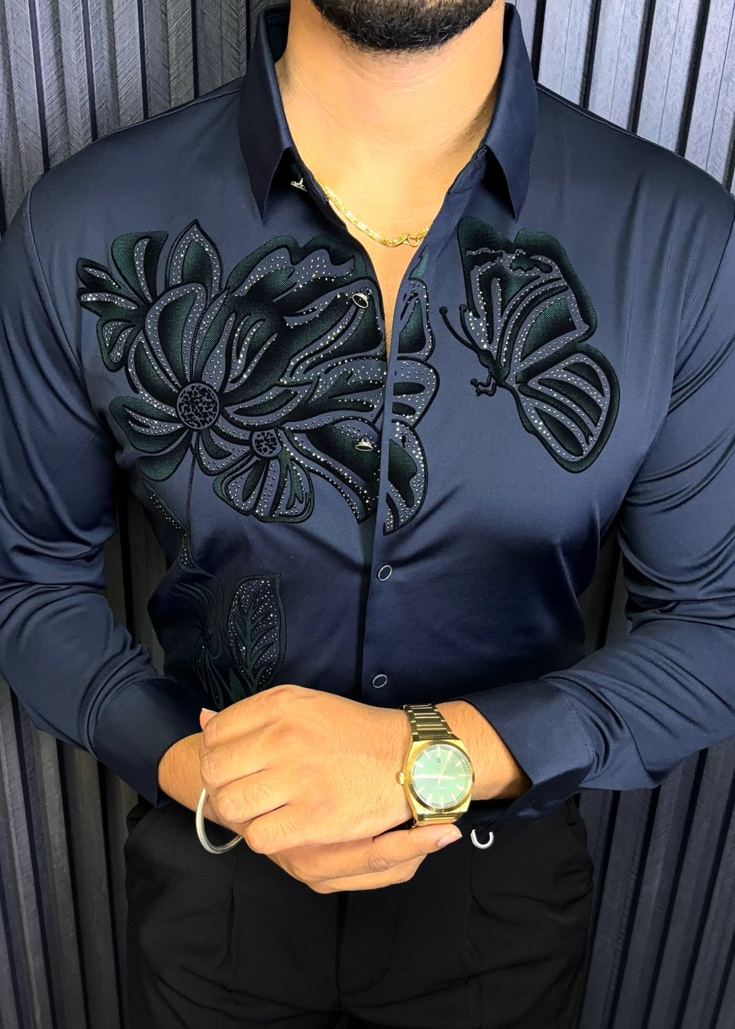 Midnight Bloom Legacy Jacquard Shirt - NAVY - Under Attack