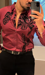 Midnight Bloom Legacy Jacquard Shirt - WINE - Under Attack