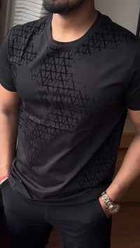 Miss print embossed tshirt - black