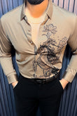 Mustang Royale Jacquard Shirt - Camel - Under Attack