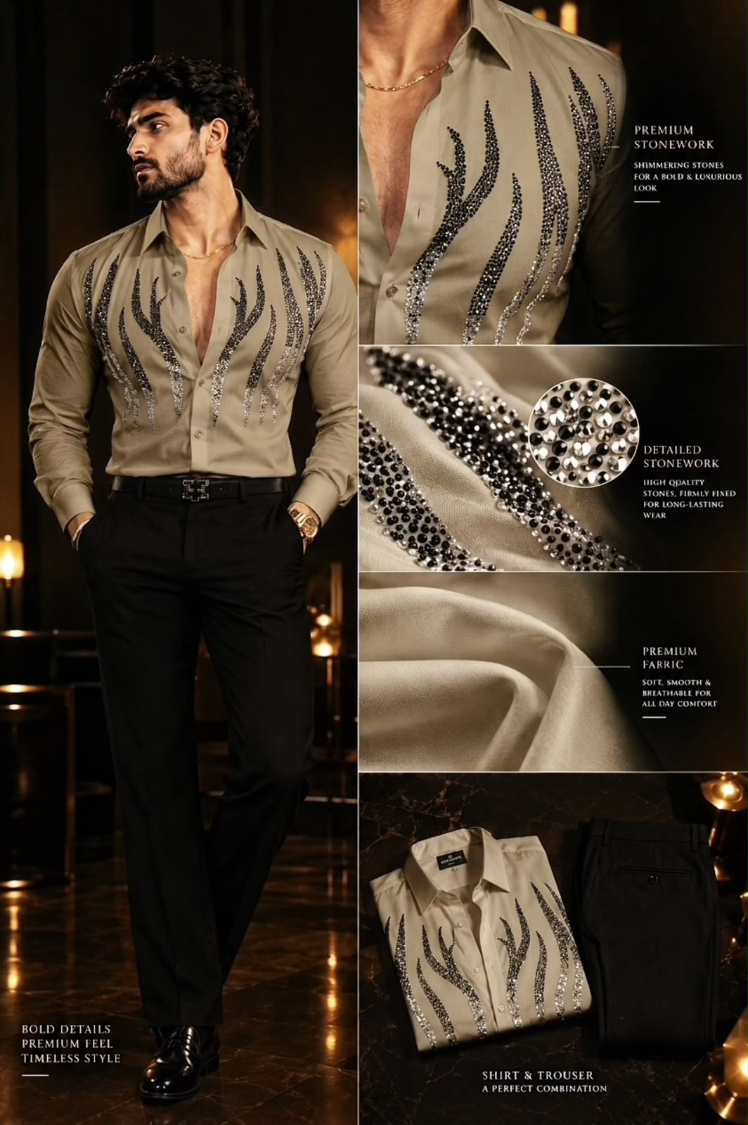 NightOut Luxe Stitchless Wrinkle Free Lycra Shirt - Camel - Under Attack