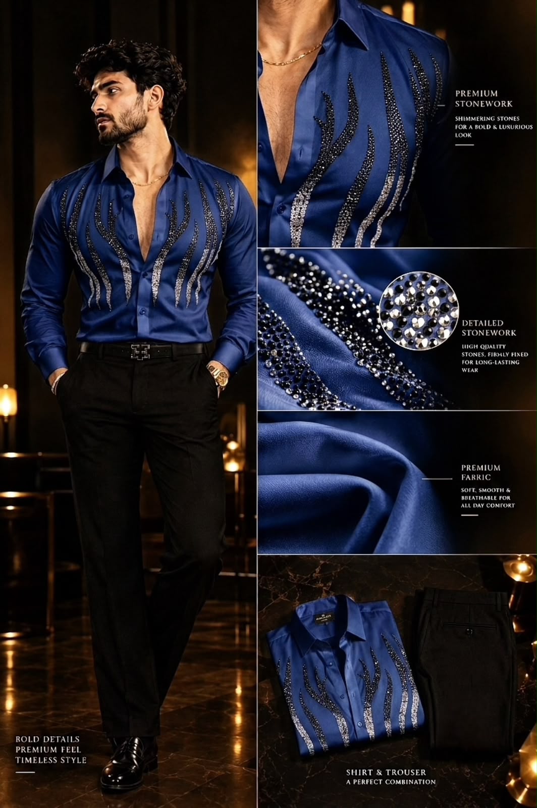 NightOut Luxe Stitchless Wrinkle Free Lycra Shirt - Navy - Under Attack