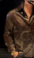 Nightstand Luxe Embossed Ice Silk Lycra Shirt - Brown - Under Attack