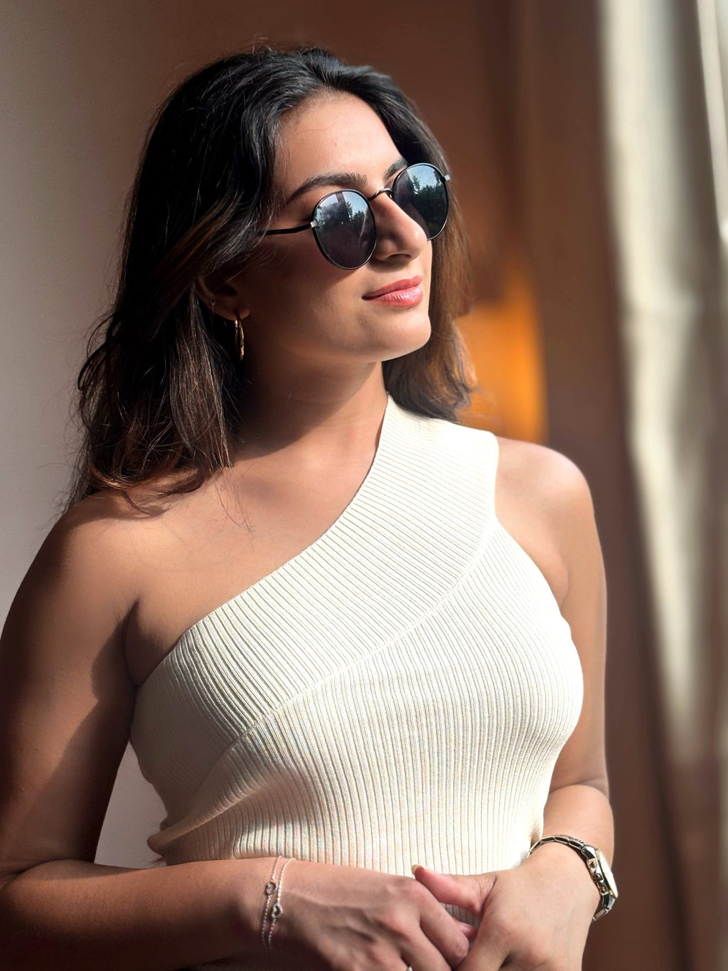 One Shoulder Stretchable Top - WHITE - Under Attack