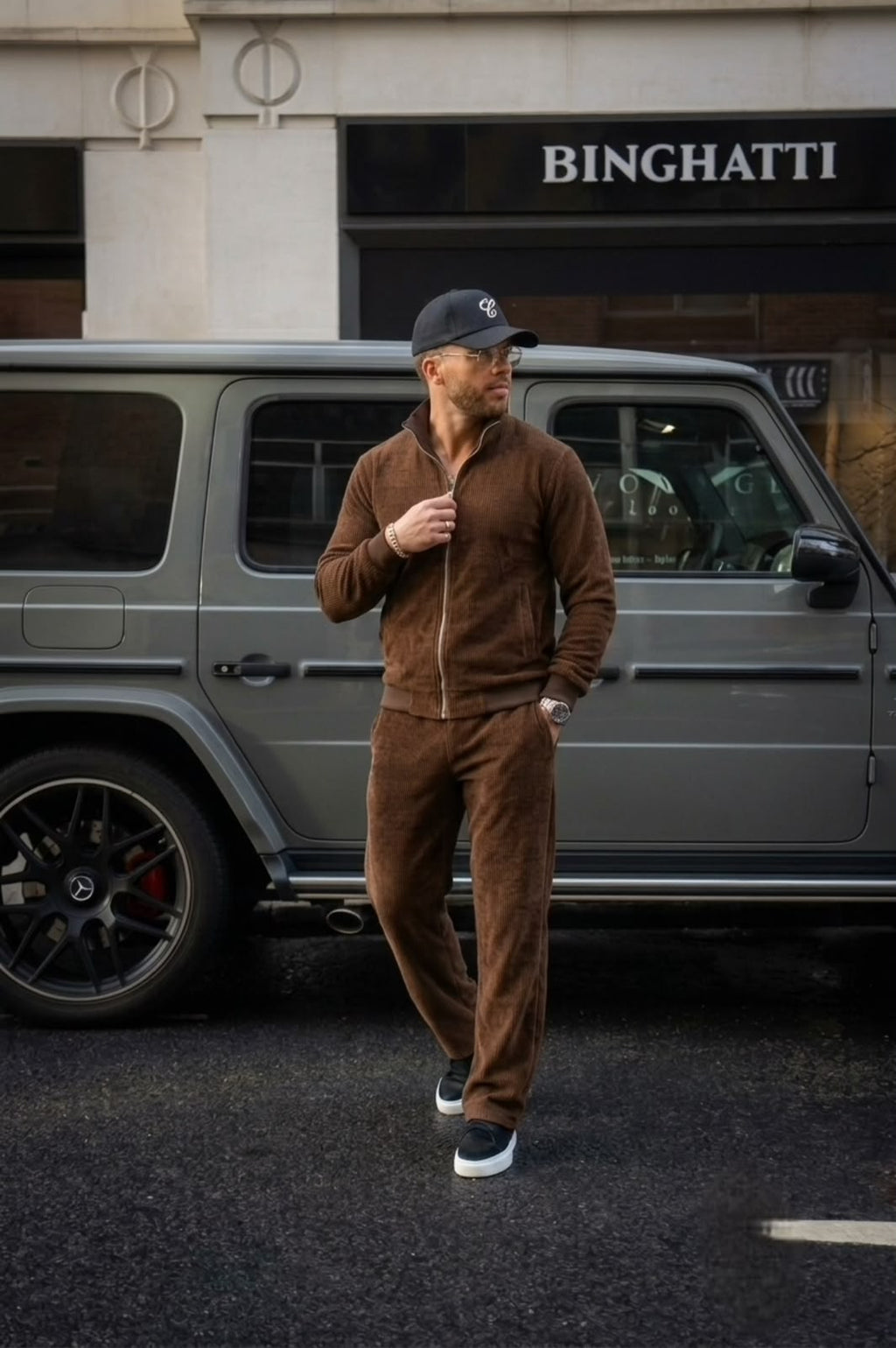 Oversized Solid Jacquard Tracksuit - Brown - Under Attack