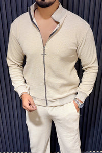 Oversized Solid Jacquard Tracksuit - White