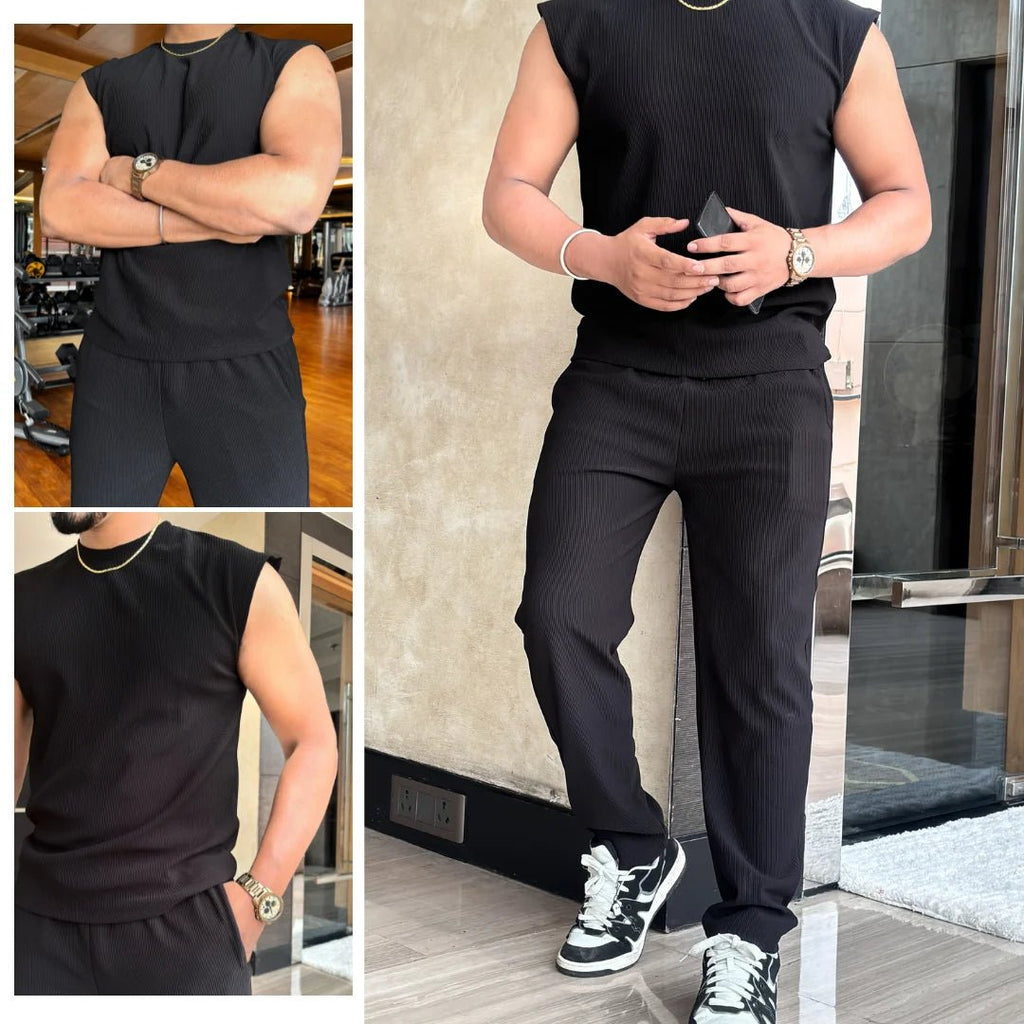 Oversized Tank Top Coord Set - Black - Under Attack