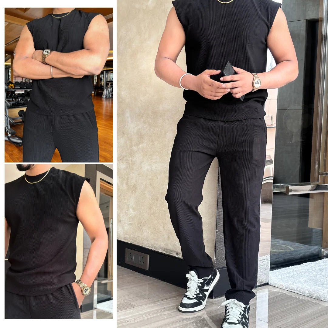 Oversized Tank Top Coord Set - Black - Under Attack