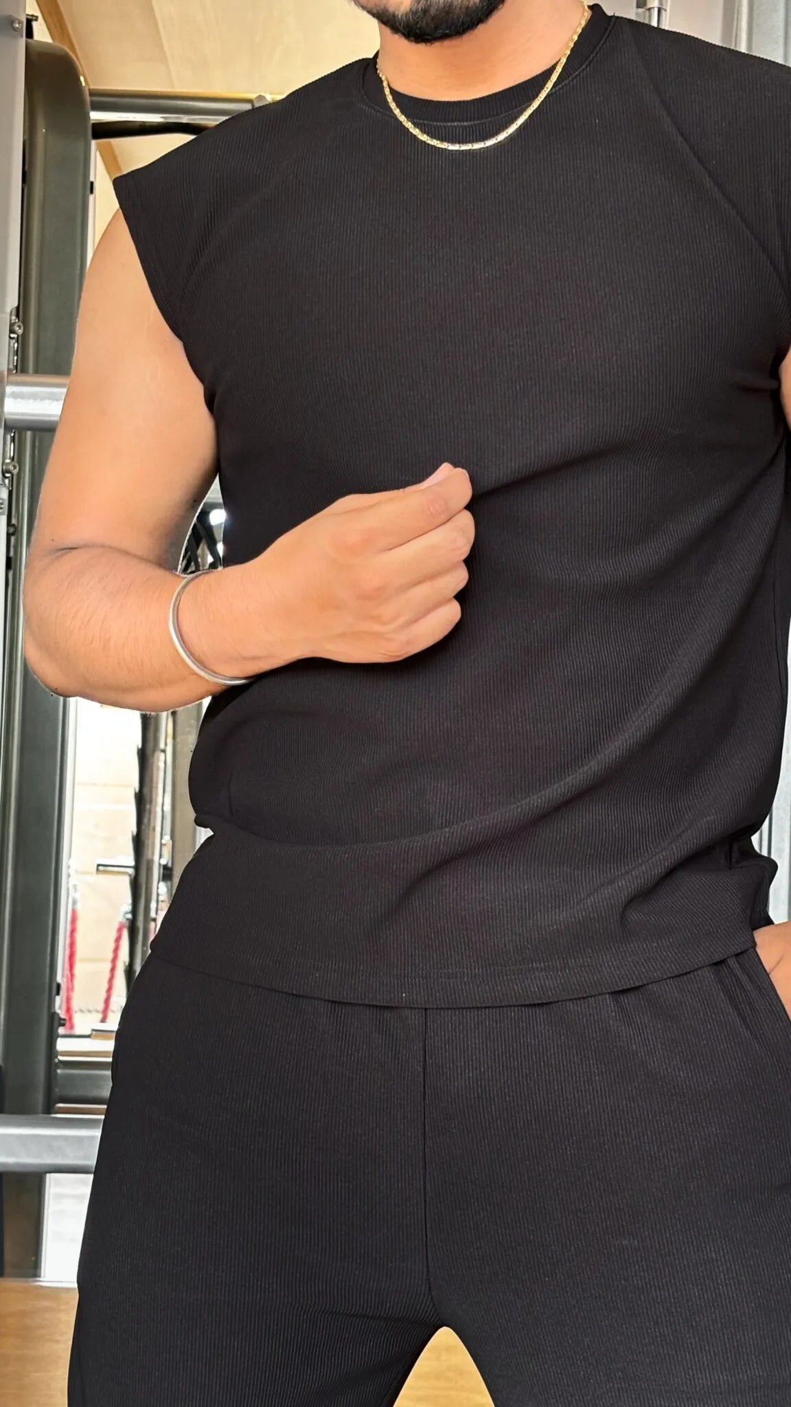 Oversized Tank Top Coord Set - Black - Under Attack