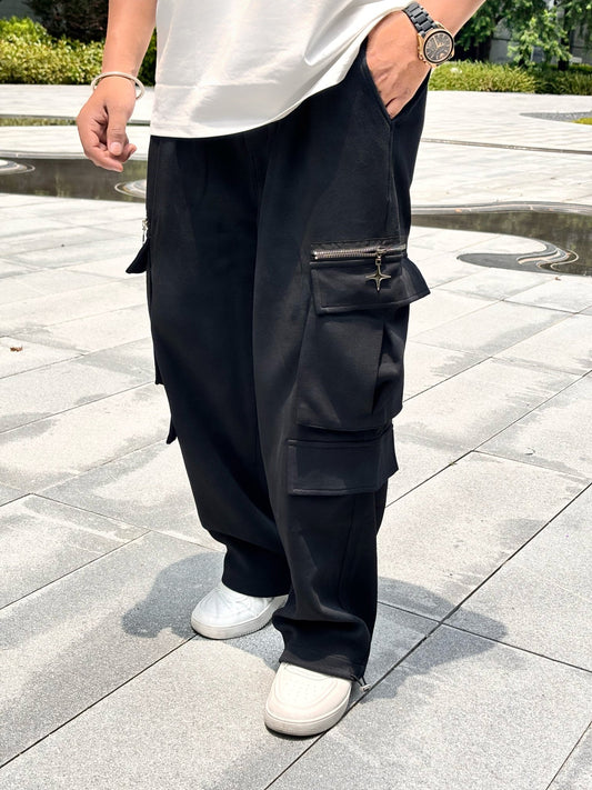 Painted Baggy Cargo - BLACK - Under Attack