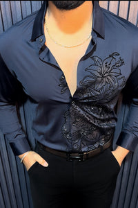 Panther Jacquard Shirt - Navy