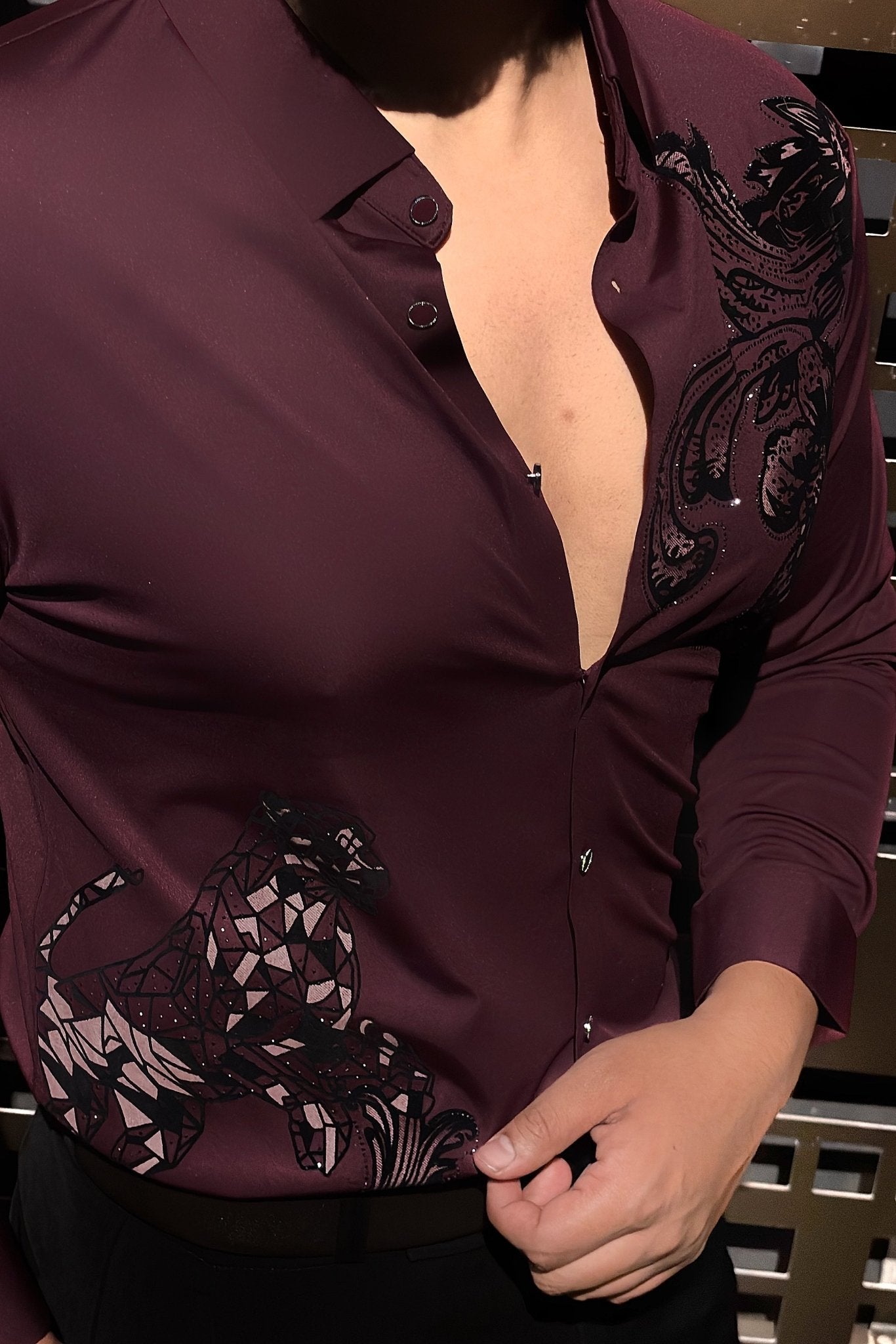 Paradise Blossom Jacquard Shirt - Wine - Under Attack