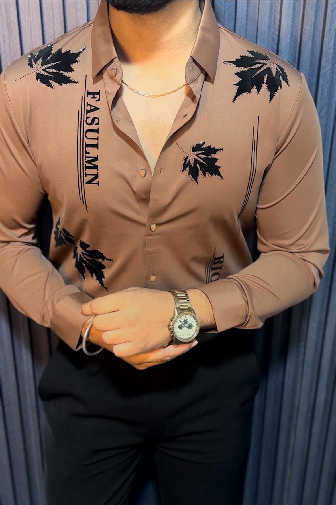 Paris Petal Jacquard Shirt - CAMEL - Under Attack