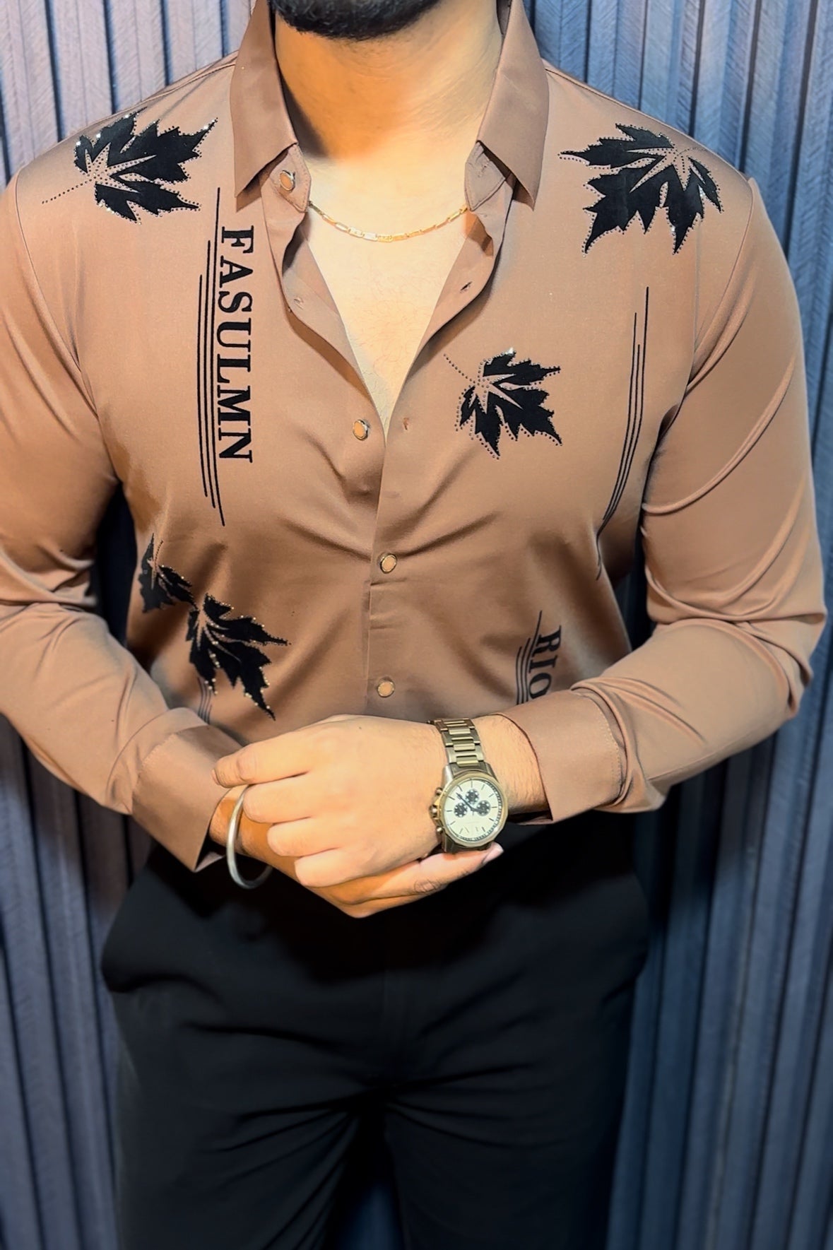 Paris Petal Jacquard Shirt - CAMEL - Under Attack