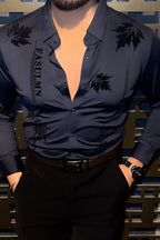 Paris Petal Jacquard Shirt - NAVY - Under Attack