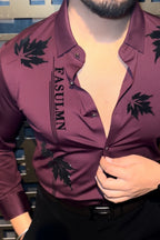 Paris Petal Jacquard Shirt - WINE - Under Attack