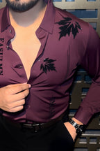 Paris Petal Jacquard Shirt - WINE - Under Attack